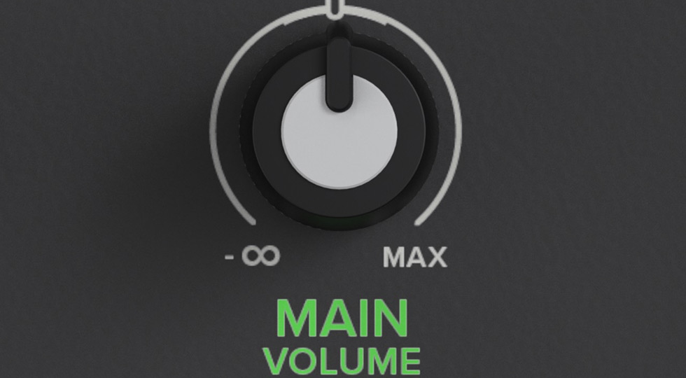 Botão com a etiqueta “Volume Principal”