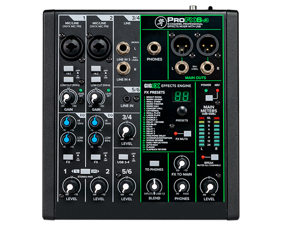 ProFX6v3 6-Channel Analog Mixer with USB - MACKIE | MACKIE