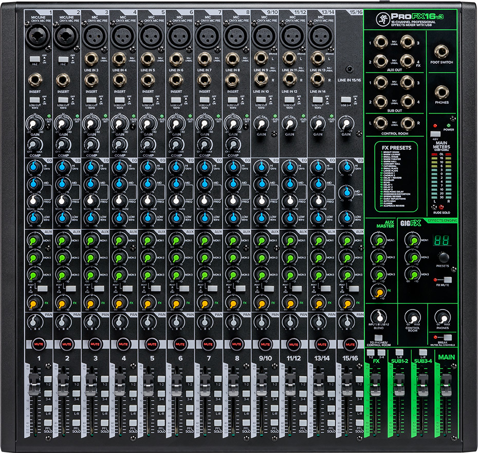 ProFX16v3 16-Channel Professional Analog Mixer with USB - MACKIE 